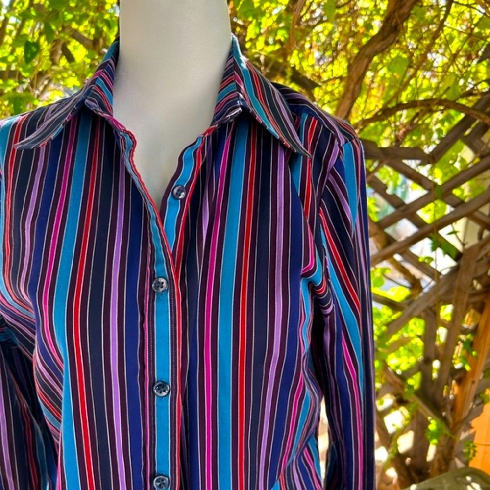Faconnable Vintage Button Down Fitted Striped Shirt in M
